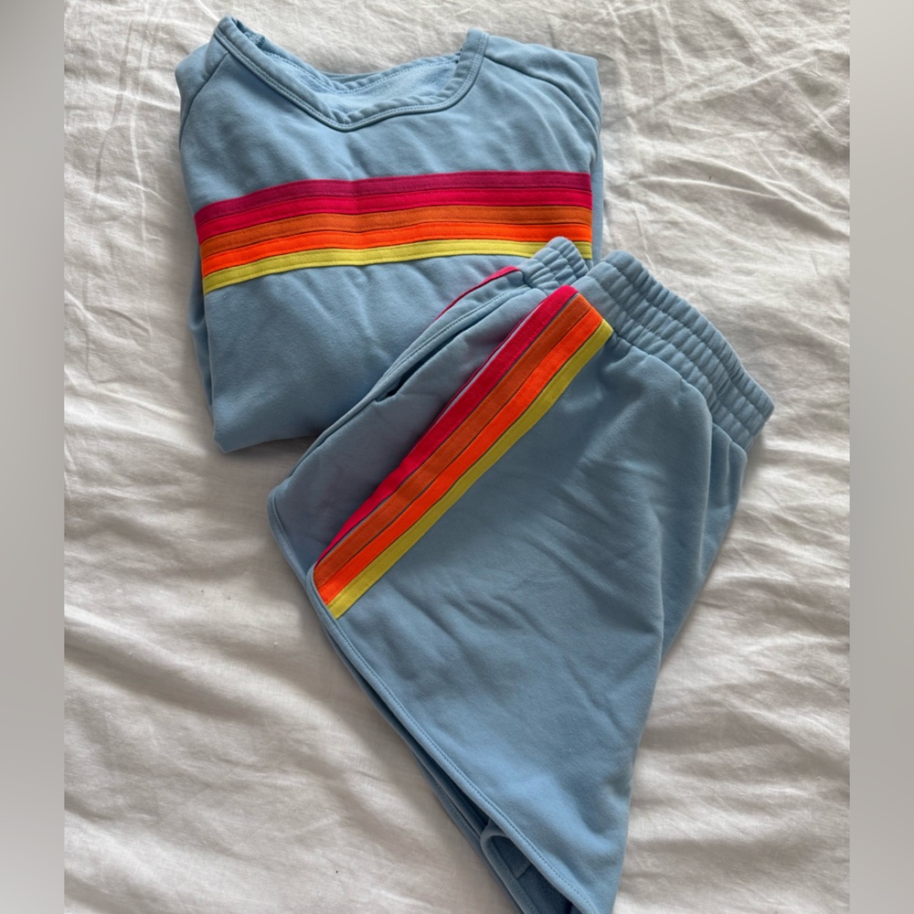 Blue shorts Tracksuit with Rainbow Stripes